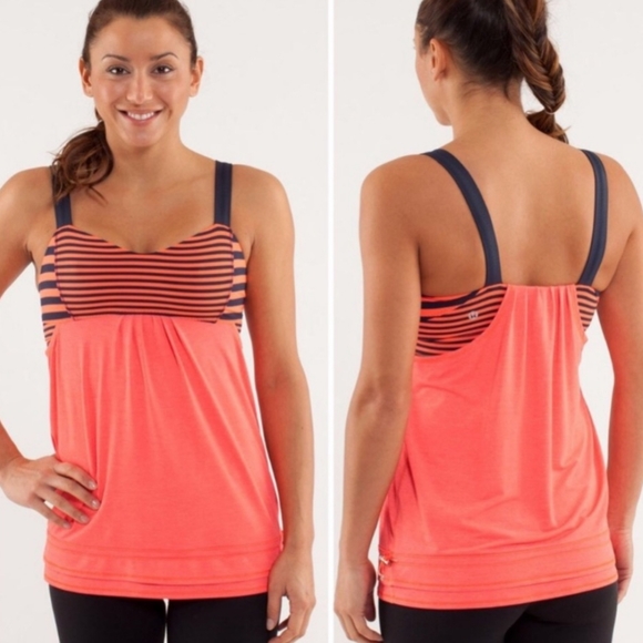 LULULEMON Orange Blue Loose Tank + Bra 10 - Picture 9 of 9